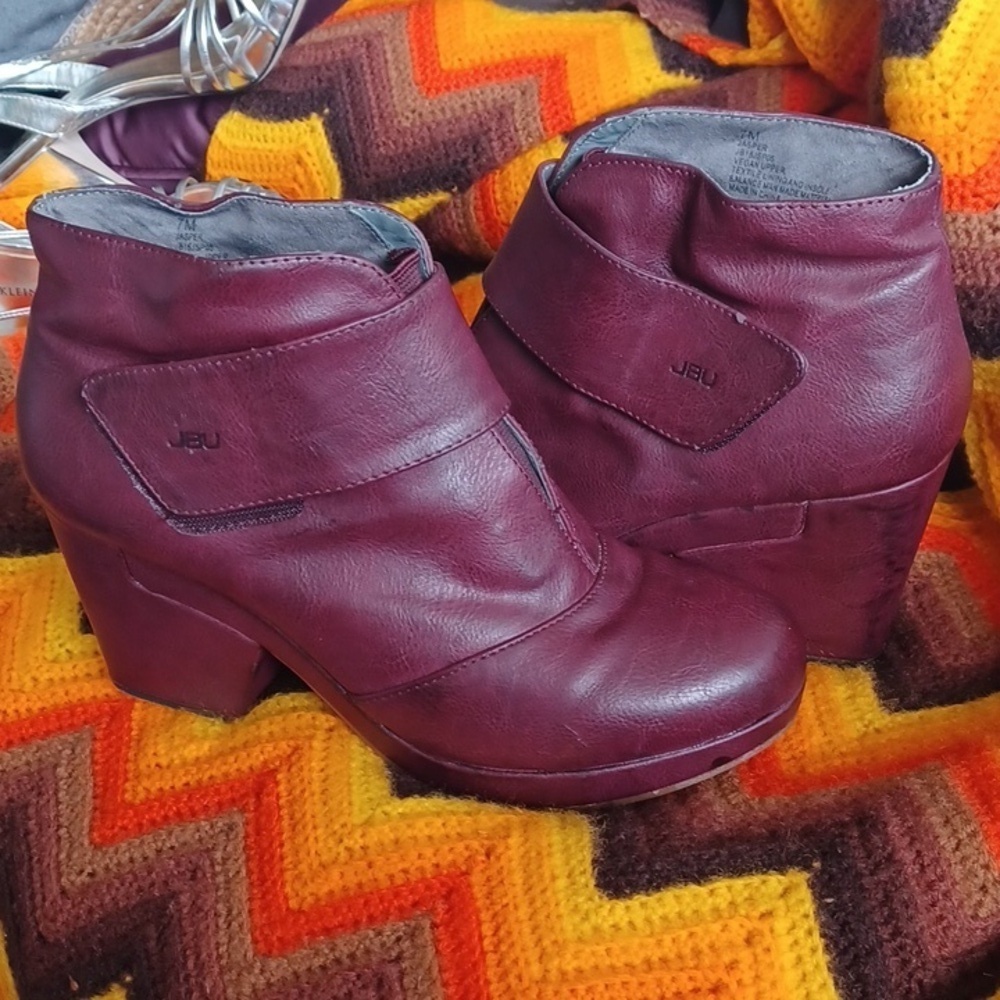 Jambu JASPER Women's Dk Burgundy/Plum Vegan Ankle Booties Sz 7